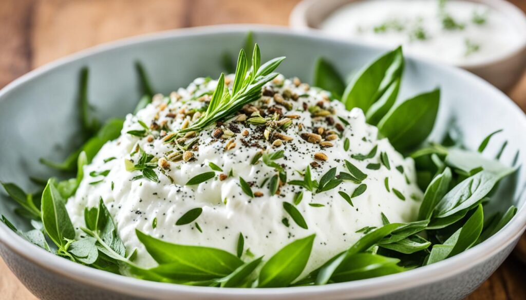 Frischer Quark mit Kümmel und Portulak